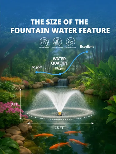 Miniatura 4 de Bomba aireadora de fuente de estanque con temporizador, cable de alimentación de 50 pies, 2 patrones de pulverización, circulación de agua de bajo