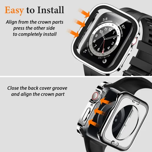 Miniatura 5 de Amizee Estuche 2 en 1 [Paquete de 2] Compatible con Apple Watch Series 9/8/ 7 de 45 mm con Protector de Pantalla Integrado, Cubierta Protectora