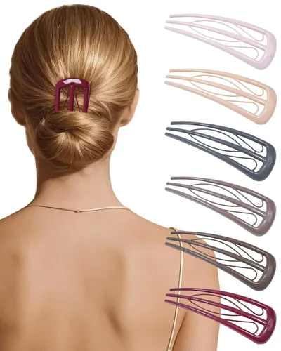 Miniatura 8 de 6 horquillas francesas para mujer, tenedores en forma de U para moño, moños, rizos franceses, fijación fuerte, 3 dientes internos, palillos