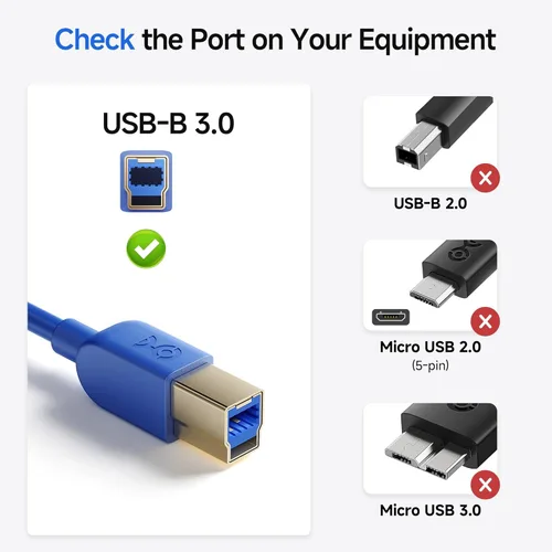 Miniatura 2 de Cable Matters cable USB 3.0 tipo A a B de máxima velocidad, Azul Azul / Patchwork