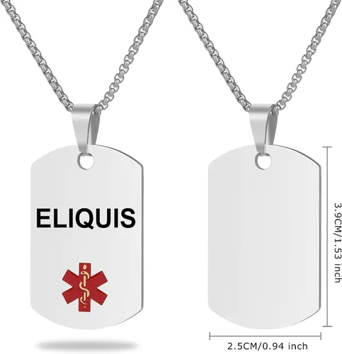 Miniatura 2 de Collar de alerta médica, etiqueta grabada con láser, grabado personalizado, etiqueta de identificación de acero inoxidable, colgante para hombres