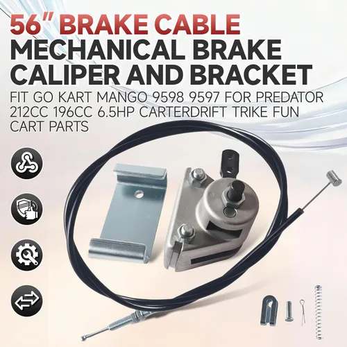 Miniatura 2 de Cable de freno mecánico de 56 "pinza de freno y soporte para Go Kart Manco 9598 9597 para Yerf-Dog ASW MB-1 Bristers Thunder Predator 212cc 196cc