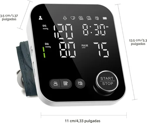 Miniatura 9 de NOUYAN Monitor de presión arterial para la parte superior del brazo, monitores para uso doméstico, brazalete ajustable de 8.7"-16.5", pantalla LED