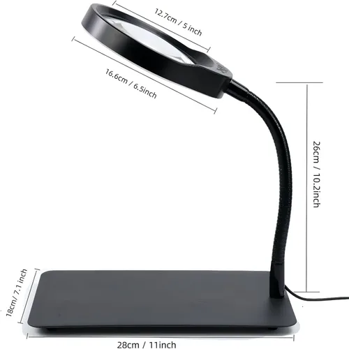 Miniatura 2 de Lupa 10X con luz y soporte, luz flexible regulable para manualidades, lupa iluminada con luces LED, manos libres para trabajo cercano, manualidades