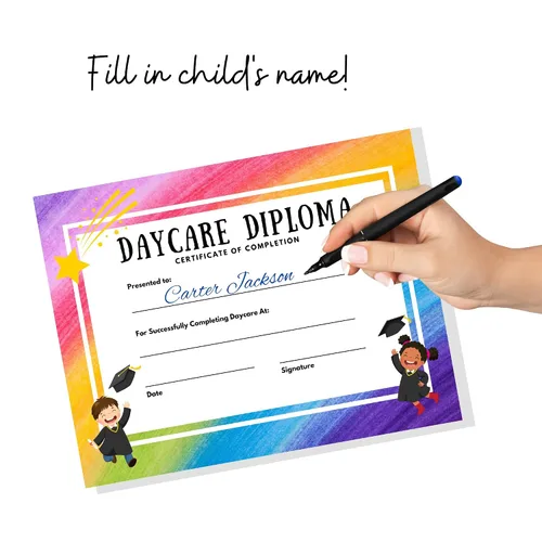 Miniatura 2 de Daycare Graduation Diploma 50 pk 8.5 x 11” Certificate of Achievement Award Preschool Pre K for Teachers to hand out at Ceremony Productos