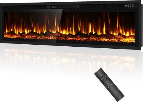 Miniatura 10 de Insertos de chimenea eléctrica de 42 pulgadas y montaje en pared con control remoto y pantalla táctil Calentador de chimenea de 1500 W