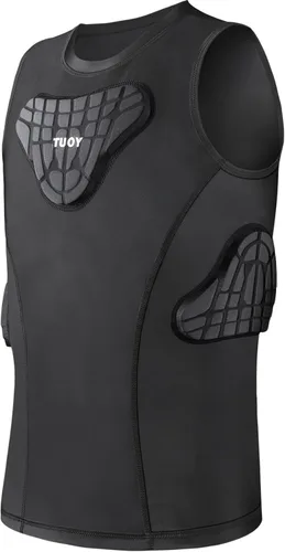 TUOY Camisa acolchada sin mangas con protector de esternón en el pecho, protector de corazón, camisa protectora de compresión para fútbol, béisbol,