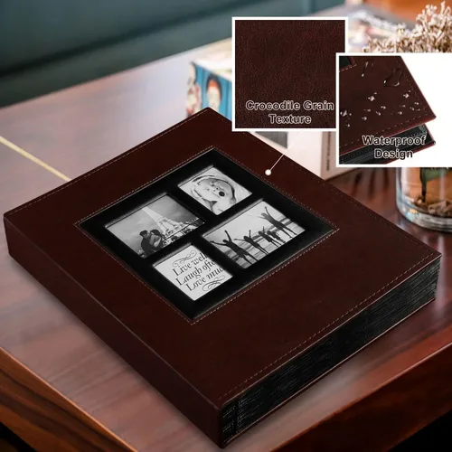 Miniatura 3 de Ywlake - Álbum de fotos de 4 x 6 pulgadas con 500 bolsillos, capacidad extragrande, para fotos familiares o de boda, capacidad para 500 fotos Marrón