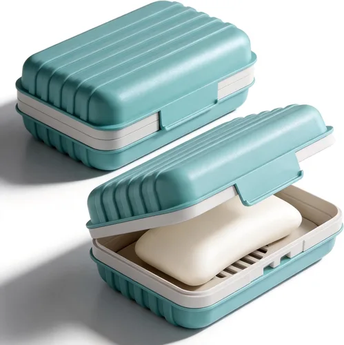 Miniatura 15 de Doter Estuche de jabón de viaje, contenedor de jabón a prueba de fugas con tapa, soporte portátil para jabón de barra para viajes, jaboneras