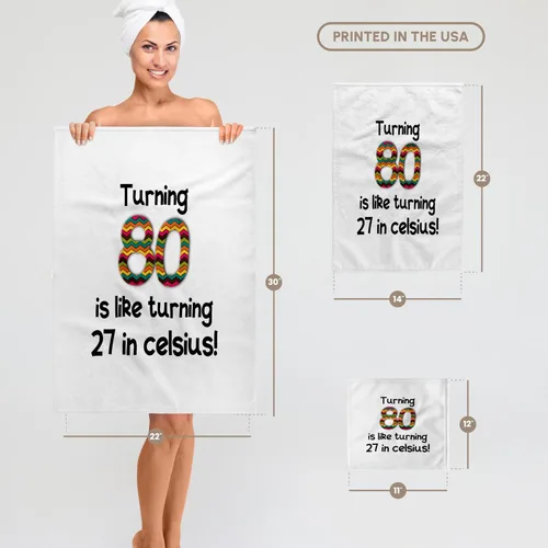 Miniatura 5 de 3dRose Turning 80 is Like Turning 27 in Celsius - Humorous 80th Birthday Gift 11x12 Wash Cloth for Face and Body