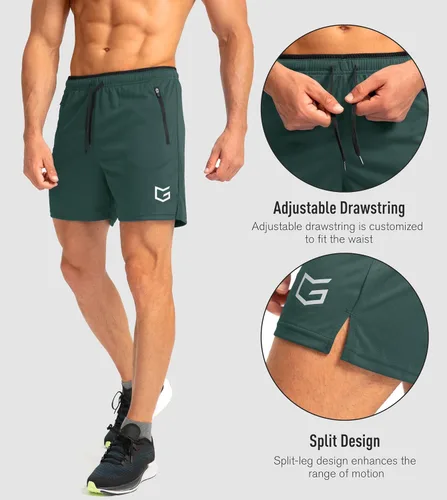Miniatura 5 de G Gradual Pantalones cortos de correr para hombre con bolsillos con cremallera, secado rápido, gimnasio, atletismo, entrenamiento, pantalones cortos