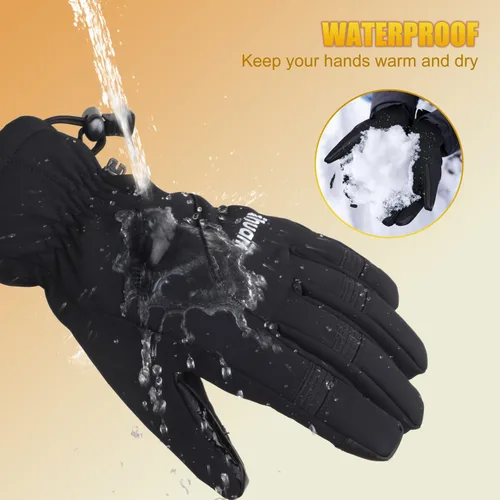 Miniatura 2 de ihuan Guantes de esquí impermeables, guantes de nieve de invierno, clima frío para mujeres y hombres, pantalla táctil térmica cálida, motocicleta