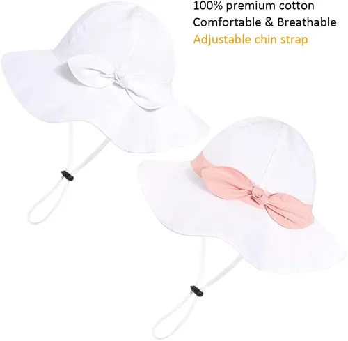 Miniatura 72 de Sombrero de sol para bebé niña con UPF 50+ sombrero de playa ajustable para exteriores con ala ancha