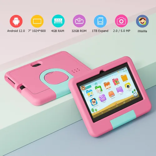 Miniatura 7 de Tablet para niños, tablet Android de 7 pulgadas para niños, 4 GB RAM 32 GB ROM 1 TB Expansibles, tabletas para niños pequeños con control parental