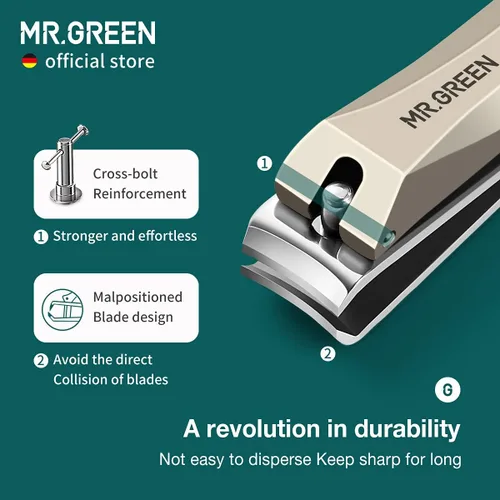 Miniatura 4 de MR.GREEN Cortaúñas antisalpicaduras, cortador de uñas de acero inoxidable, herramientas de manicura, tijeras de uñas, diseño desmontable, recortador