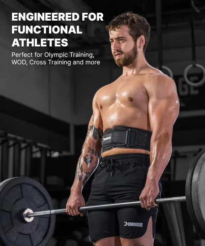 Miniatura 14 de DMoose Fitness Cinturón de levantamiento de pesas con bloqueo automático para hombres y mujeres, cinturón de nailon de 4 pulgadas para sentadillas