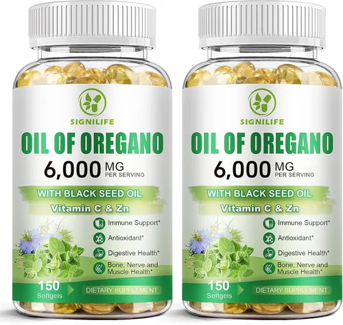 Miniatura 8 de Aceite de orégano con aceite de semilla negra, cápsulas de aceite de orégano de 6000 mg para apoyo inmunológico con alto contenido de carvacrol