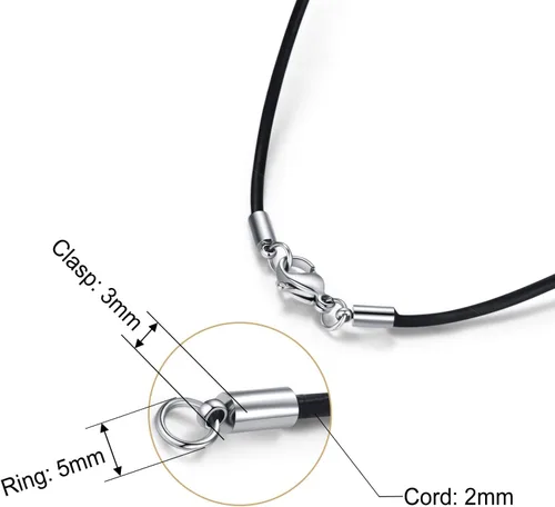 Miniatura 6 de Collar de cordón de cuero genuino negro - Collar de cadena de cuerda de 0.079 in (5 unidades/paquete) mejor para hacer joyas de bricolaje
