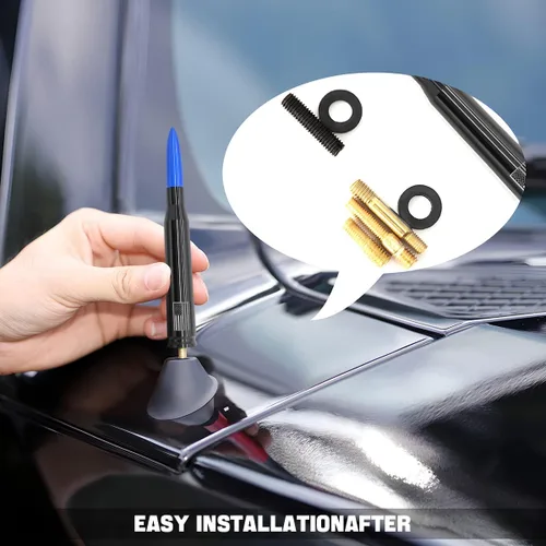 Miniatura 4 de BESULEN Antena de automóvil con bandera estadounidense, antena corta de radio AM/FM de 5.5 pulgadas con adaptador de 9 tornillos y 2 anillos