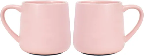 Bosmarlin Juego de 2 tazas de café de cerámica brillante, taza de té para oficina y hogar, 18 onzas, adecuadas para lavavajillas y microondas (rosa,
