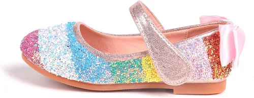 Miniatura 5 de Mowoii Girls Glitter Mary Jane Low Heel Wedding Party Princess Dress Pumps Shoes Shoes for Toddler Kids