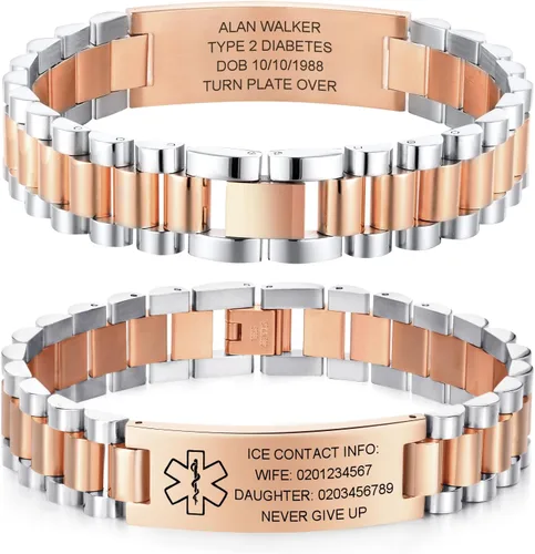 Miniatura 11 de Gamtic Pulsera personalizada de alerta médica personalizable, pulsera de identificación de emergencia, estilo pulsera, pulseras de alerta grabadas