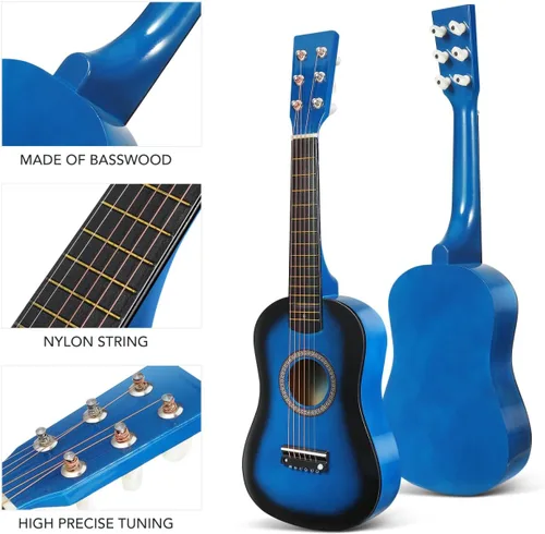 Miniatura 3 de Toddmomy Guitarra acústica pequeña de 23 pulgadas, instrumento popular de 6 cuerdas para niños, juguete de aprendizaje de música para principiantes