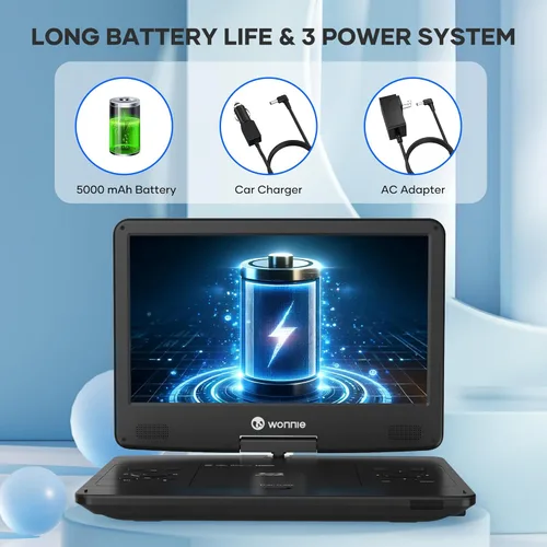Miniatura 5 de WONNIE Reproductor Blu Ray portátil de 16.9 pulgadas con pantalla giratoria grande Full HD de 14.1 pulgadas 1080P, reproductor de DVD Blu-ray