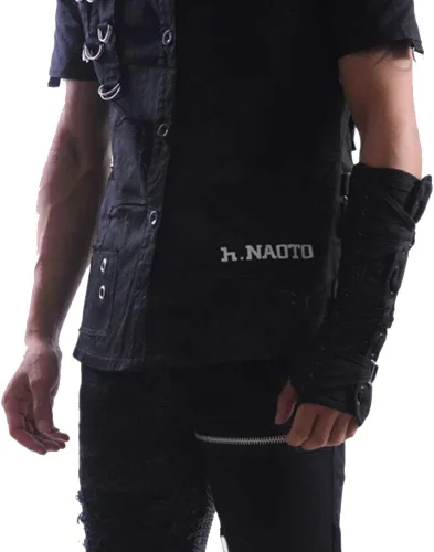 Miniatura 7 de MJ Michael - Guante sin dedos clásico BAD Jam Punk Armbrace de algodón, vendajes con hebillas, guante negro, Negro