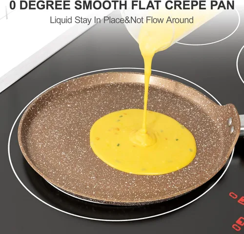 Miniatura 4 de Innerwell - Sartén antiadherente para crepes, sartén plana con revestimiento de granito para dosa, tawa y tortillas, de 10 pulgadas, parrilla