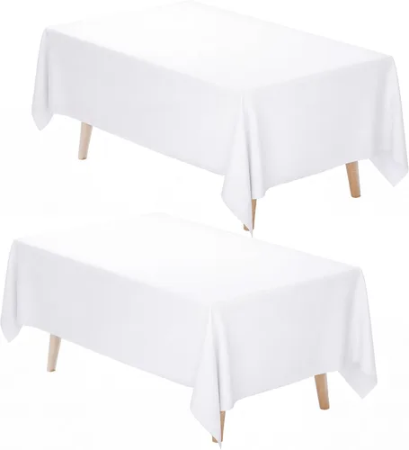 Miniatura 14 de Fixwal Paquete de 2 manteles rectangulares negros de 60 x 102 pulgadas, reutilizables, resistentes, lavables, para mesas de 6 pies, bodas, fiestas