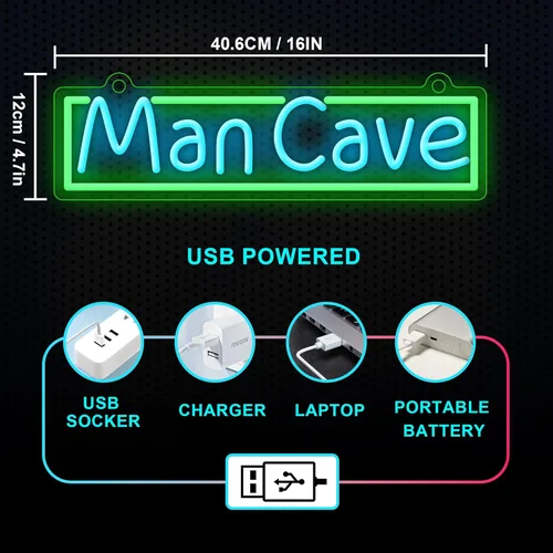 Miniatura 6 de YuanDian Letrero de Neón Man Cave, Luces de Neón para Decoración de Pared de Cuarto de Jugadores, Ideas de Regalo para Niños Gamers Sobrino Hombres