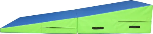 Miniatura 2 de PRISP Alfombrilla plegable inclinada para gimnasio, extra larga, 71 x 30 x 14 pulgadas, con cuña para niños Verde; Azul