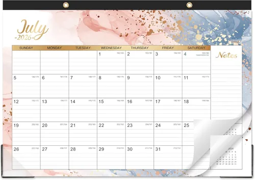 Calendario de escritorio 2026-2027 – Calendario 2026-2027 de julio de 2026 a diciembre de 2027, 17 x 12 pulgadas, calendario de pared/escritorio de