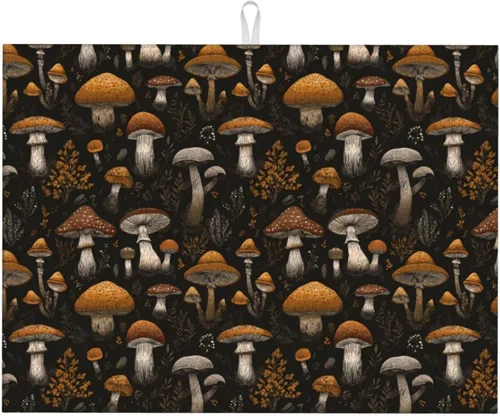 Miniatura 36 de Tapete de secado de platos de mármol blanco dorado para encimera de cocina, absorbente de 16 x 18 pulgadas, placa de microfibra de vidrio
