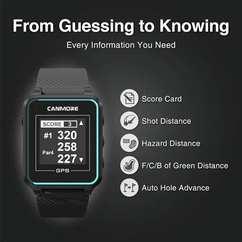 Miniatura 3 de CANMORE TW353 Reloj GPS de golf para hombres y mujeres, pantalla LCD de alto contraste, actualización gratuita de más de 41,000 campos precargados