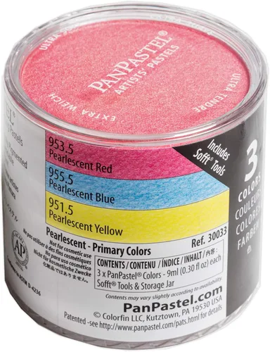Colorfin PPPRLSET-30033 PanPastel - Juego de pasteles para artistas primarios nacarados, 0.3 fl oz, rojo, azul y amarillo