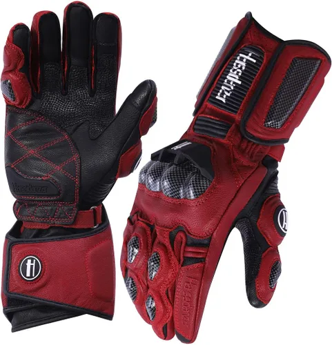 Miniatura 6 de Harssidanzar Guantes de cuero para motocicleta para hombres y mujeres, Powersports KM045 de fibra de carbono con protección de nudillos
