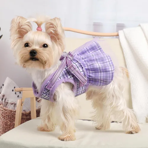 Miniatura 3 de Gauzy - Arnés de chaleco para perro, transpirable, ajustable, sin tirones, para perros pequeños y medianos, morado, pecho mediano de 16.5 a 20.4