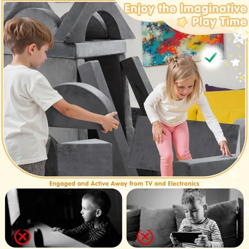 Miniatura 6 de JY QAQA - Juego de sofá modular de 18 piezas, sofá modular para niños pequeños con diseño de espuma convertible para niños y niñas, sofá modular