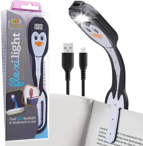 Miniatura 9 de Gifts for Readers & Writers Luz de libro recargable, luz de lectura con clip para cama, Flexilight 2 en 1 y marcapáginas, 12 horas de luz una vez