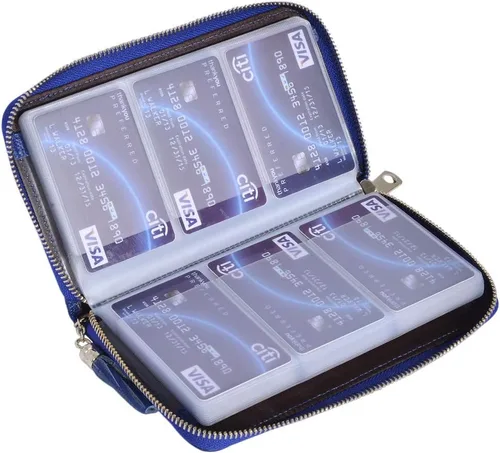 Miniatura 4 de Easyoulife - Monedero de cuero con cremallera, billetera portatarjetas para mujer, bloqueo RFID