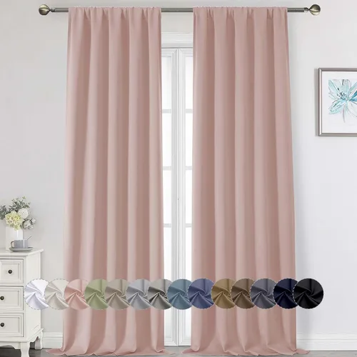 Miniatura 89 de Cortinas opacas para dormitorio, sala de estar, juego de 2 paneles de 54 pulgadas de largo, cortinas de oscurecimiento de habitación con aislamiento