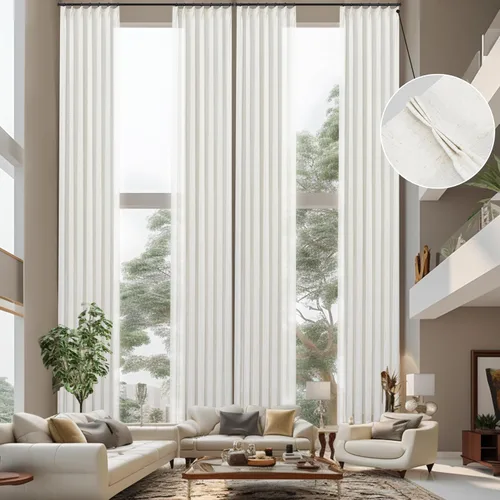 Miniatura 19 de DriftAway Cortinas plisadas de lino semitransparentes con textura de casa de campo sólidas y rústicas modernas para sala de estar y dormitorio, 2