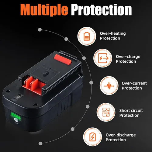 Miniatura 4 de Paquete de 2 baterías de iones de litio HPB18 de alta capacidad de 7.0 Ah compatibles con Black and Decker de 18 V para baterías Black and Decker