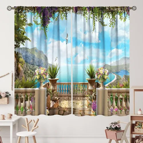 Miniatura 11 de Cortinas italianas, patio antiguo, sillas de café de Italia, casas históricas en la calle, sala de estar, dormitorio, cortinas opacas con bolsillo