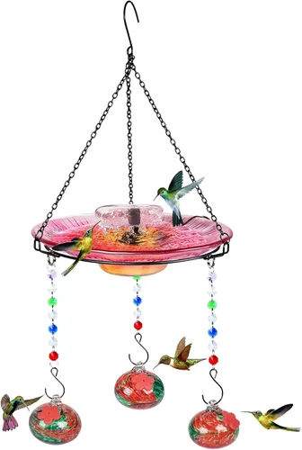 Miniatura 7 de HEADAK LIFE Comedero para Colibríes y Baño para Pájaros al Aire Libre 2-en-1 para Pájaros Pequeños - Fuente de Baño para Colibríes con 3 Macetas