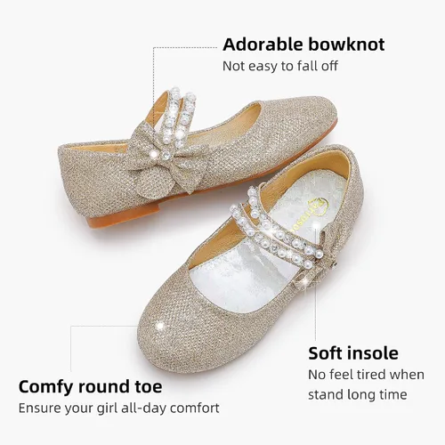 Miniatura 4 de Parrosoo Zapatos de vestir para niñas, zapatos Mary Jane, zapatos de ballet, zapatos de tacón bajo para niña, escuela, princesa, zapatos de boda