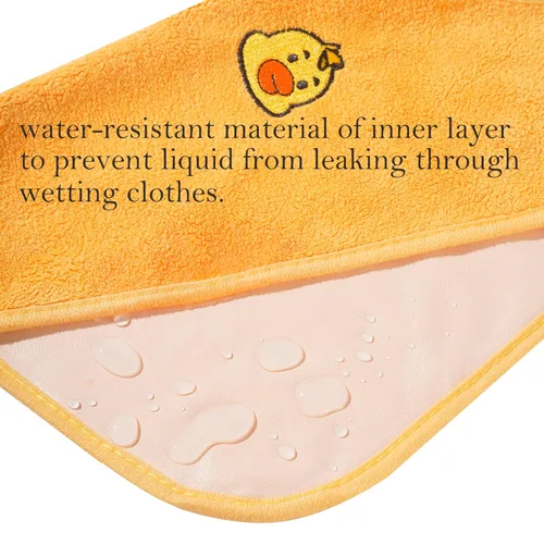 Miniatura 4 de Paquete de 3 baberos para bebés para niñas o niños, impermeables, baberos de toalla para niños pequeños de 1 a 3 años Azul amarillo gris