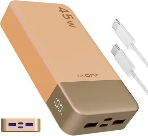 Miniatura 8 de JUOVI Banco de Energía, Cargador Portátil de 20000mAh 45W, Carga Rápida PD3.0 QC4.0 con Pantalla LED, 2 USB-C, 2 USB-A, Paquete de Batería para Azul